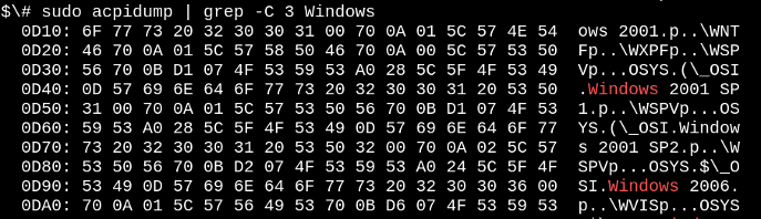 联想笔记本电脑的 ACPI 表都是为 Windows 2001 设置的。